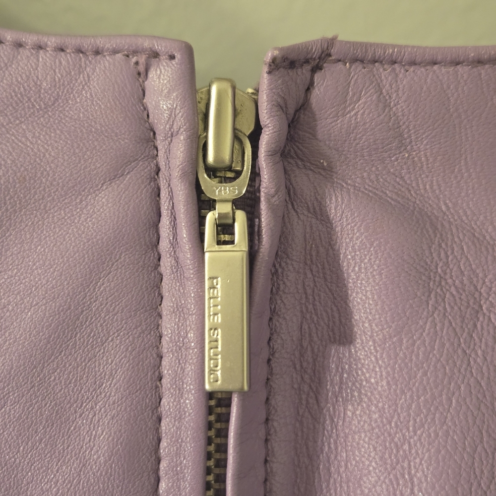 Rare Pelle Studio by Wilsons Leather Purple Leather Crop Top Bustier Tank 90s XS - Picture 5 of 11
